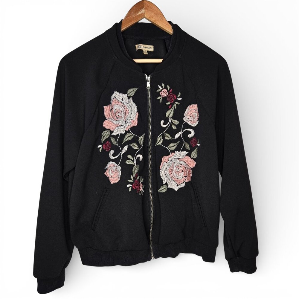 Democracy Embroidered Rose Full Zip Jacket‎ L